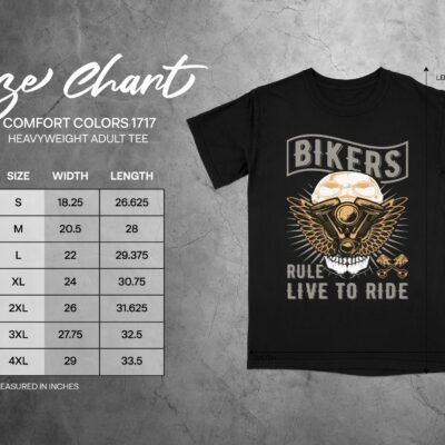Bikers Rule Live To Ride Skull Design Graphic T-Shirts