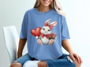 Adorable Valentine's Day Bunny With Heart And Chocolate T-Shirt